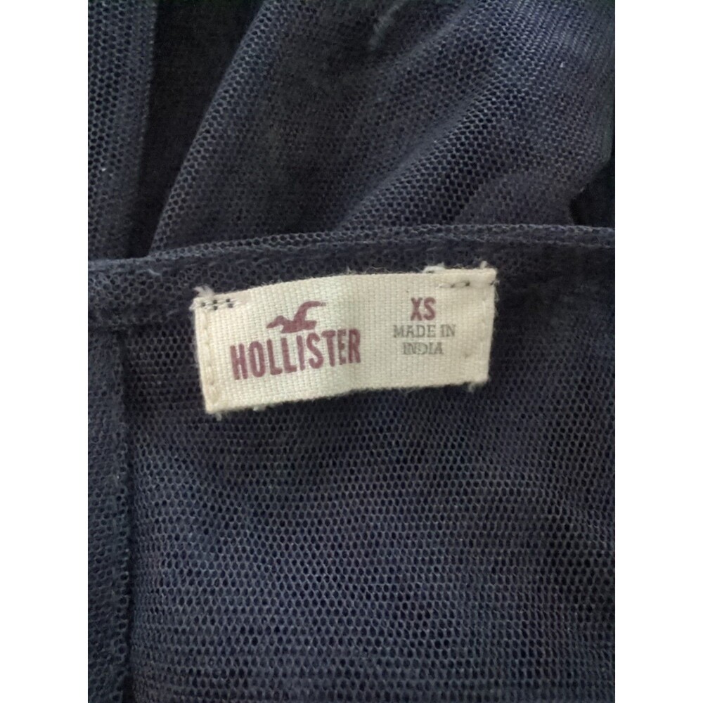 Hollister Size XS Sheer Black Sleeveless Embroidered Witchy Top Goth Whimsigoth - Picture 7 of 7